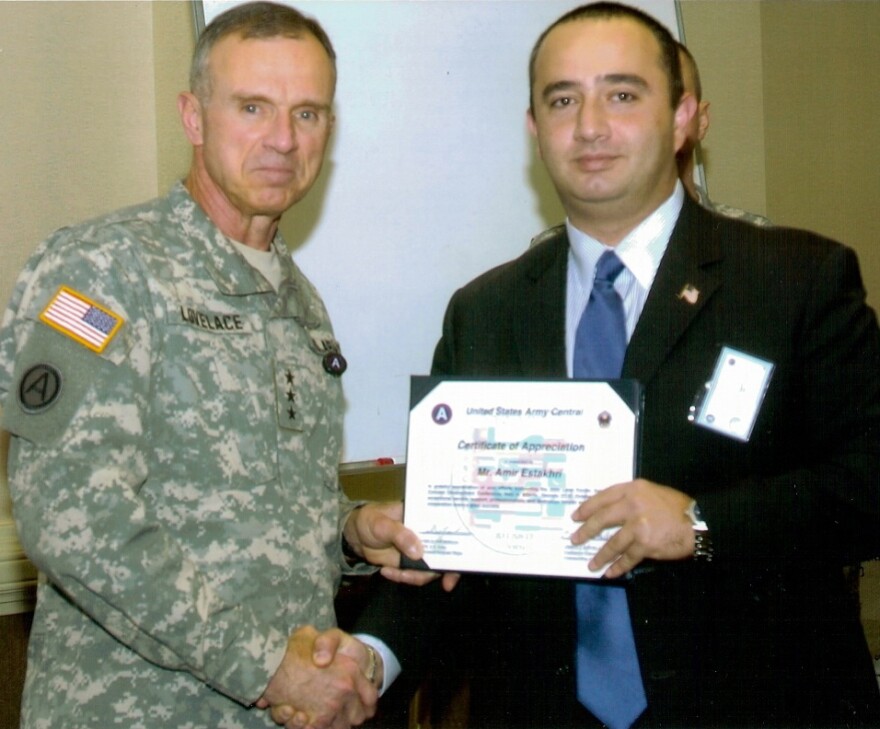 Estakhri with Ret. Lieutenant General James Lovelace, former Commanding General of U.S. Army Central. Atlanta, 2008.
