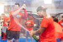Rochester Red Wings players celebrate their International League championship on Thursday, after trailing 2-1 in the eighth inning.