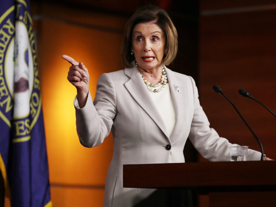 House Speaker Nancy Pelosi holds a press conference at the Capitol.