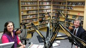 Alaska Public Media's Lori Townsend talks with Bob Williams about his lenghty career in education. Williams is Alaska's first member of the National Teacher's Hall of Fame. (Staff photo)