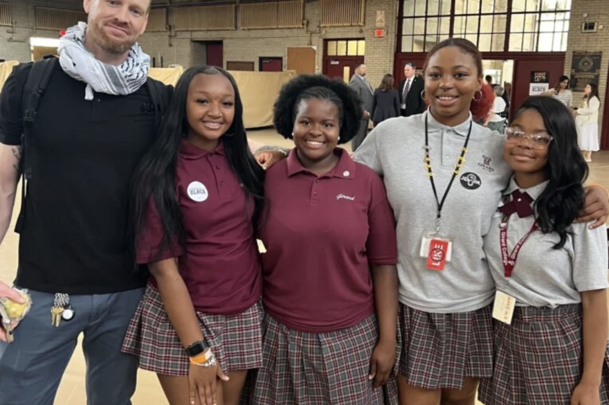 FILE - Girard College students and teacher attend President Biden and Vice President Harris campaign rally at their school (Amanda Fitzpatrick)