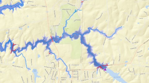 Image shows map of lake
