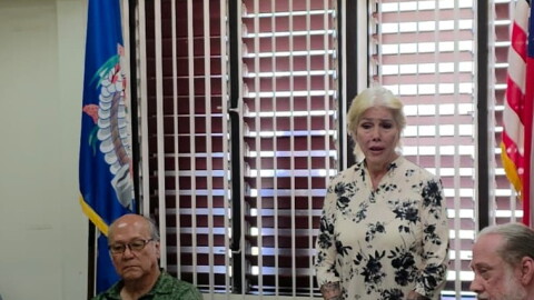 Northern Islands mayoral candidate Keli Tenorio appears before the Commonwealth Election Commission on Thursday as commissioners weigh a residency challenge.