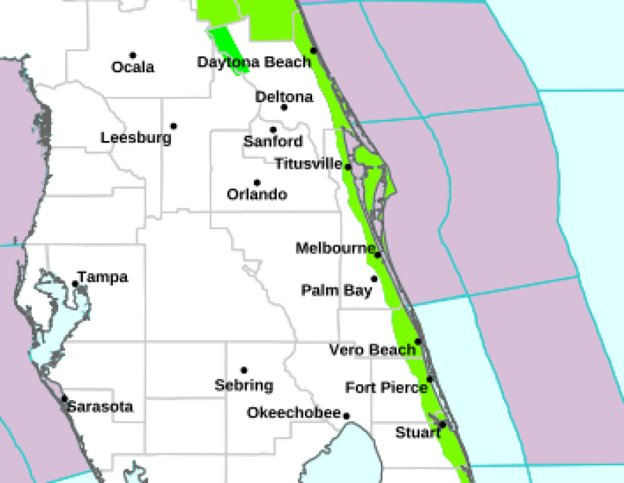 Heavy rain this weekend will bring an increased risk of coastal flooding here on the Treasure Coast. Map shows affected regions.