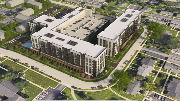 Rendering of the proposed Woodbury housing project in Ann Arbor.