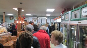 Customers line up at Hinck Turkey Farm store in Manasquan to get their turkeys.