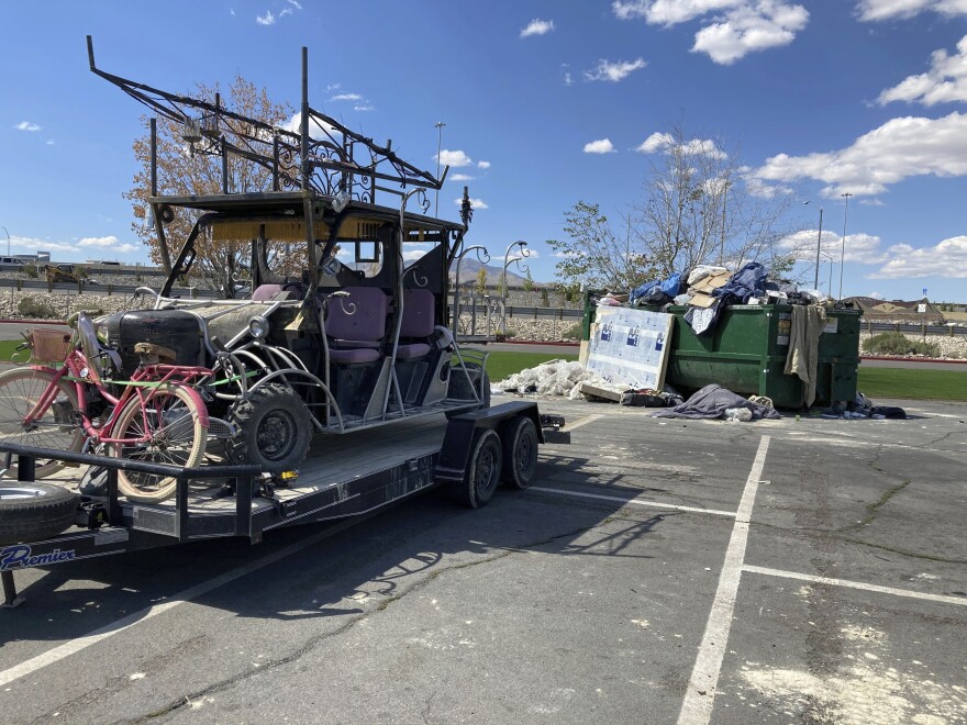 An overflowing dumpster is seen in the Grand Sierra Resort and Casino parking lot in Reno, Nev., Wednesday, Sept. 6, 2023.