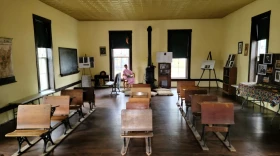 The restored interior represents different eras in Lincoln School’s 75-year history.