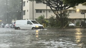 Flooding on Hobron Lane near Ala Moana Boulevard on Sunday, Aug. 16.