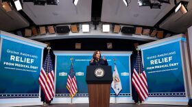 U.S. Vice President Kamala Harris delivers remarks on medical debt in the South Court Auditorium of the White House in Washington, DC.
