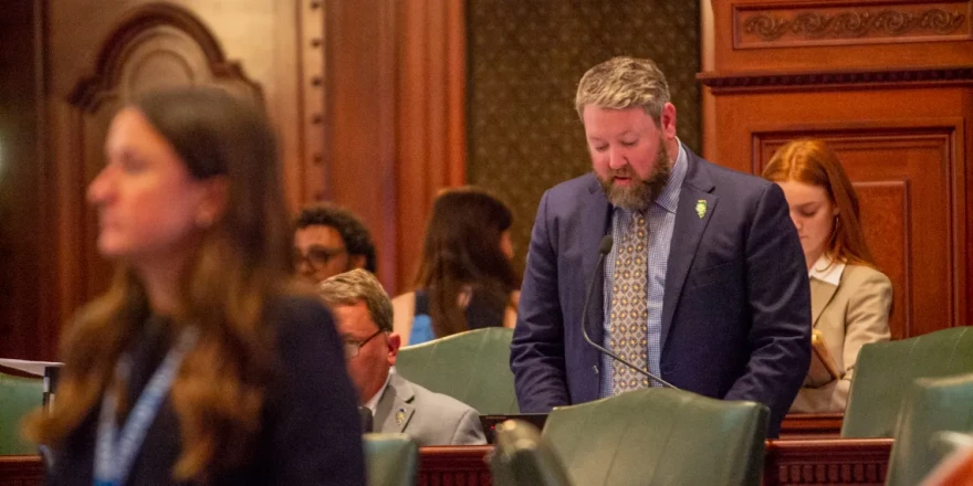 Harry Benton speaks on the House floor in May 2025.