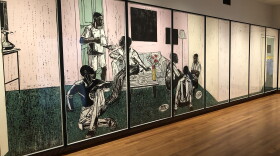 FRONT exhibitions include this panel and sketch installation by artist Kerry James Marshall at the Cleveland Museum of Art.