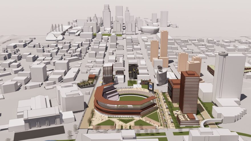The main proposal for a new Royals stadium in Kansas City, Missouri, would be at what’s currently Washington Square Park, across Main Street from Union Station.