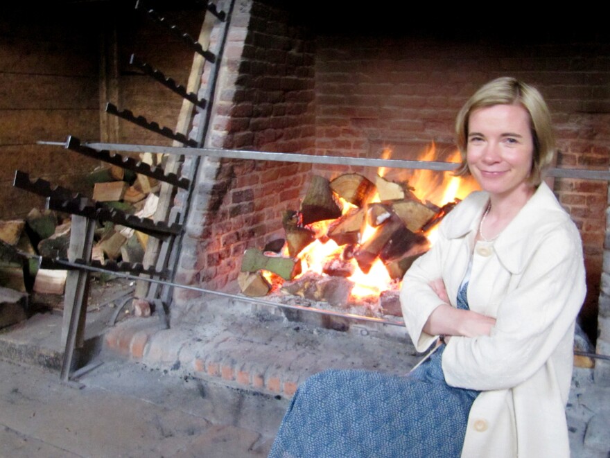 Lucy Worsley, chief curator at the Historic Royal Palaces in London, attempted to roast on a spit powered by a dog in a wheel at the George Inn. Coco didn't fare too well in the wheel.