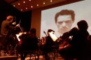 A screening of the iconic Mexican film "Redes" at the Music Unwound festival, accompanied by the El Paso Symphony Orchestra, which performed the score live. (Armando Trull/WAMU)