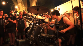 punk rock band in dark club 