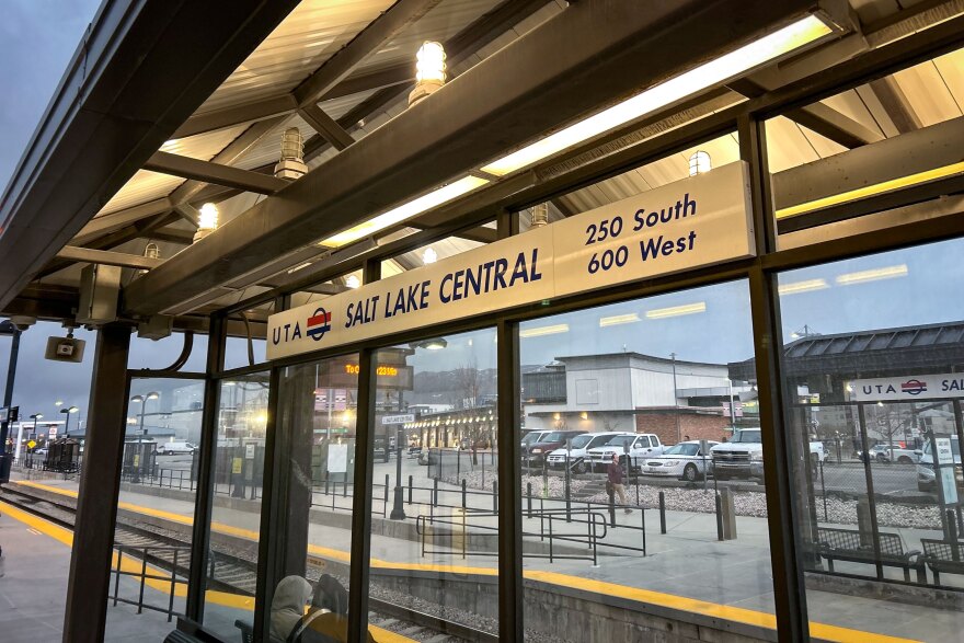 Awaiting a FrontRunner commuter train at the Utah Transit Authority's Salt Lake Central station, March 10, 2023.