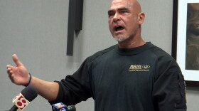 Animal Recovery Mission founder Richard Couto at a press conference in Indianapolis following the release of the Natural Prairie Dairy video.