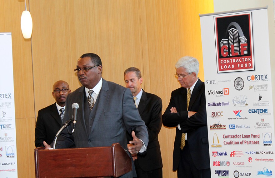 St. Louis NAACP President Adolphus Pruitt says the Contractor Loan Fund is a potential game-changer for diversity in St. Louis construction at a news conference announcing the fund Wednesday, May 27, 2015 at Cortex.