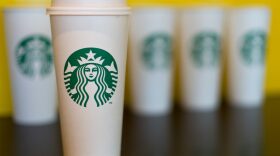 A collection of venti sized Starbucks take away cups on Feb. 18, 2016 in London, England. (Ben Pruchnie/Getty Images)