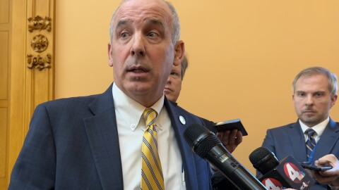 Senate President Matt Huffman (R-Lima) talks to members of the press during a Nov. 15, 2023, gaggle.