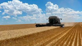 A combine harvests grain on a Colorado farm in 2022. This year, 22 farms or ranches on the Western Slope chose to conserve water through a federally funded program that was extended into 2024 on Thursday.
