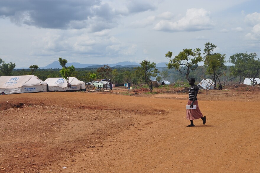 Refugee shelters and gardens at Pagirinya Refugee Settlement in northern Uganda. It is one of the newest camps built to accommodate new arrivals from South Sudan.