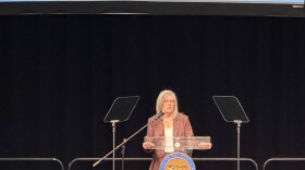 Arizona Gov. Katie Hobbs gives her State of the State address in Yuma on Thursday, Feb. 26, 2026.