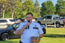 Hubbard County Sheriff Cory Aukes speaks at a community event on Aug. 8, 2024.
