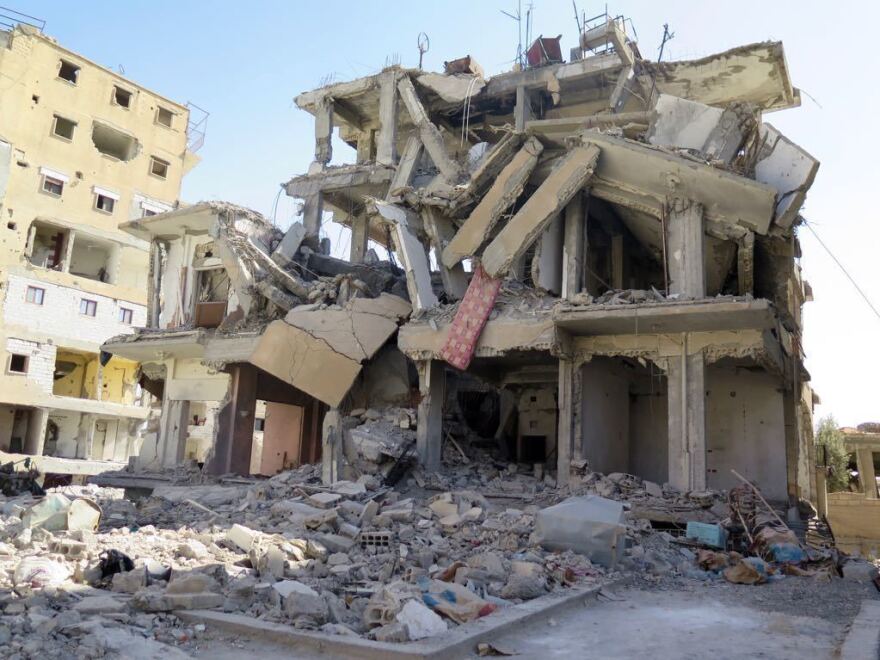 The building in Raqqa of the former home of Latuf Tadfi and his family, which relatives say was hit by a U.S.-led coalition airstrike.