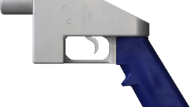 Side view of a 3D-printed gun.