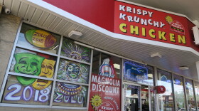 Even some gas stations in New Orleans get into the Mardi Gras spirit, especially those that double as fried chicken outlets.
