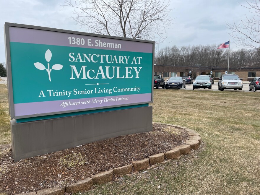 A sign outside McAuley Rehabilitation and Wellness in Muskegon.