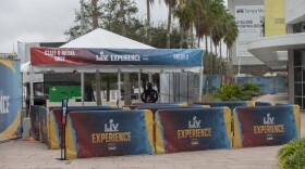 Setting up for Super Bowl Experience