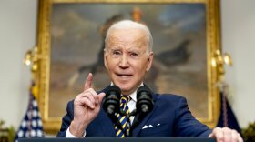 President Joe Biden announces a ban on Russian oil imports, toughening the toll on Russia's economy in retaliation for its invasion of Ukraine, Tuesday, March 8, 2022, in the Roosevelt Room at the White House in Washington. (AP Photo/Andrew Harnik)