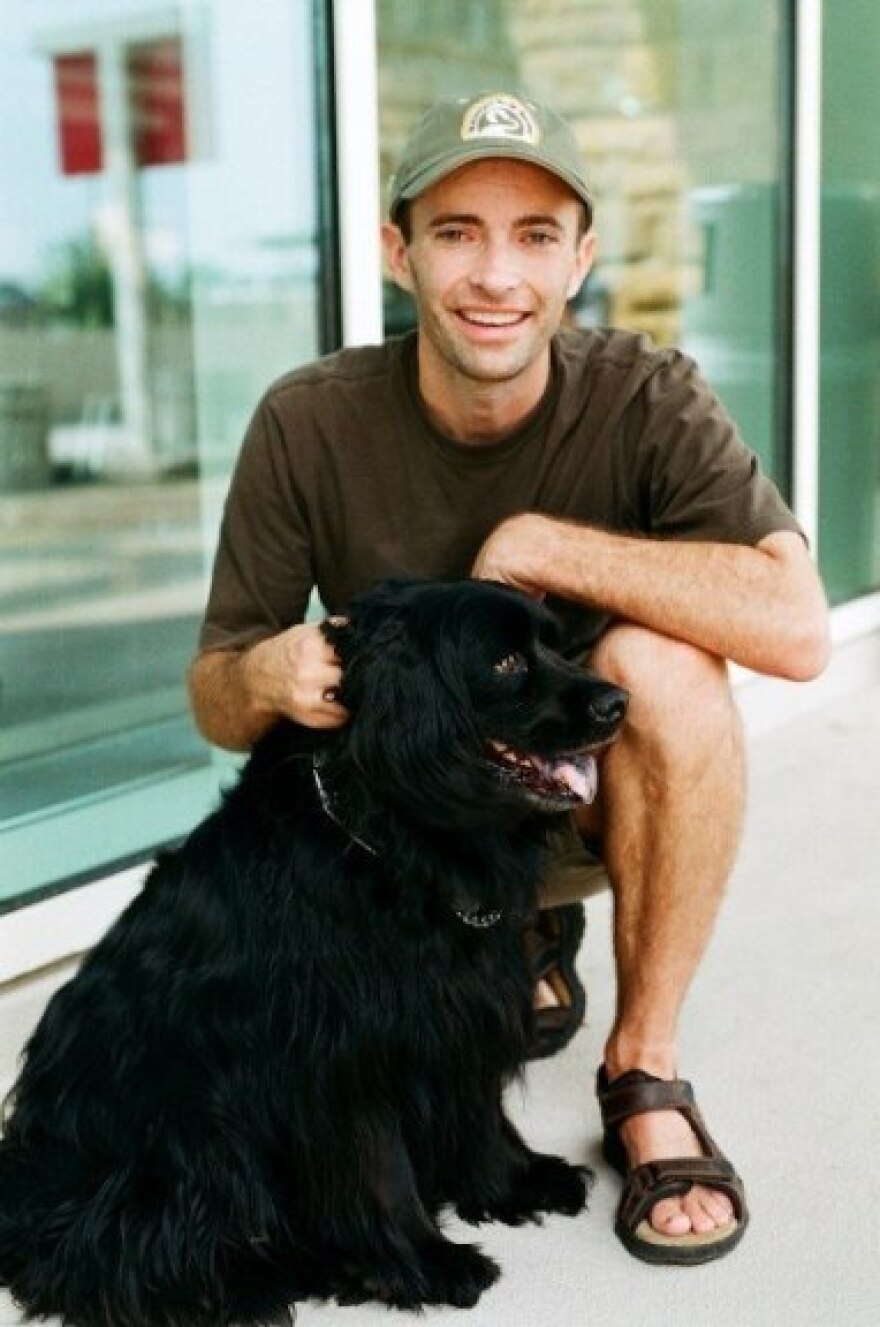 Steve Hendricks and his dog Cubby after Steve's fast of more than three weeks.