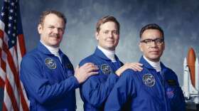 John C. Reilly as Cap, Tim Heidecker as Rook and Fred Armisen as Skip in "Moonbase 8." Photo: Showtime