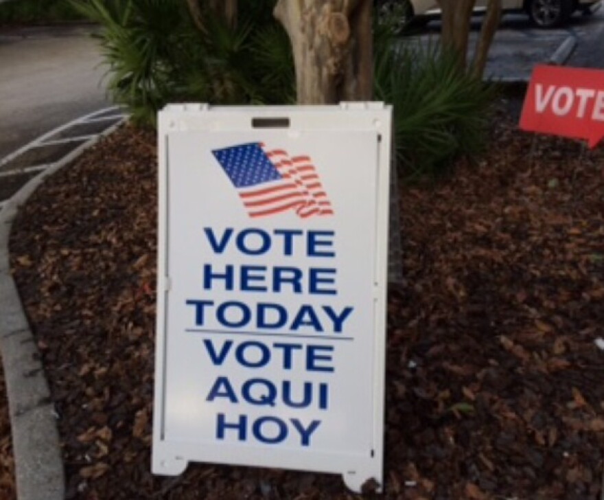 Voting sign at Jimmie B. Keel Library in Hillsborough County.