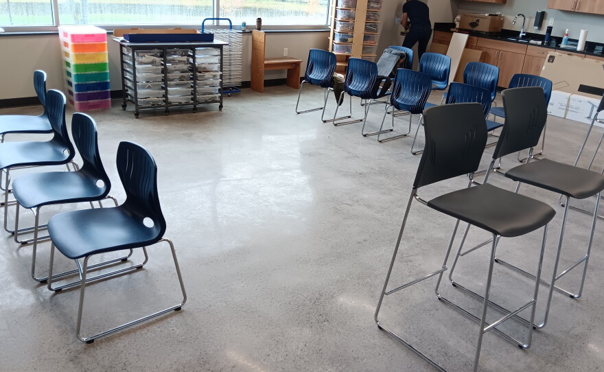 Furniture arrangement was still pending when this photo was taken, but the new Kenan Civic Center includes an art room.