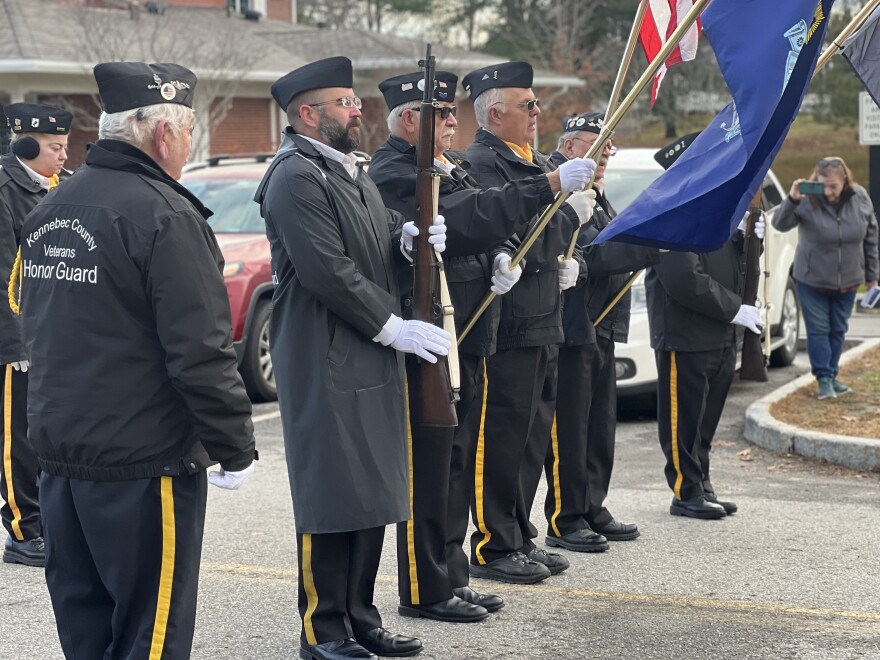 The Kennebec County Veterans Honor Guard took part in a wreath laying ceremony at the Togus VA Medical Center in Augusta Nov. 11, 2025.