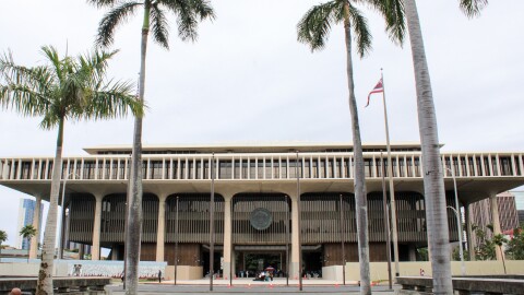 The Hawaiʻi State Capitol building from across S. Beretania Street. (Jan. 21, 2026)