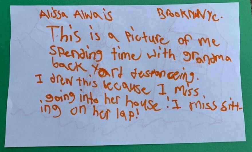 "The picture is her visiting her grandma under the new social distancing guidelines. Alissa plays in the yard and her grandma watches from the house," says Jonathan Alwais.