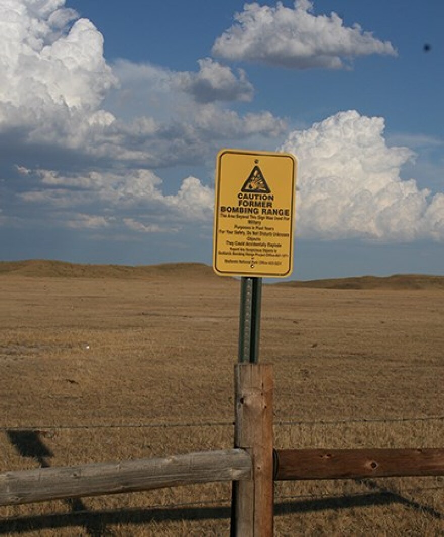 Signs warning visitors about the bombing range dot the perimeter of the South Unit.