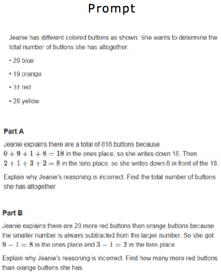 Actual prompt from the 2015 PARCC third grade math exam.