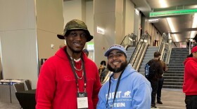 Shakur Collins, left, and Reinaldo Gonzalez, right, came to the 15th annual National Conference on Higher Education in Prison in Cleveland this week. Both formerly incarcerated, they now work in re-entry programs to help people reacclimate to life outside prison.