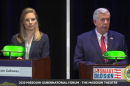 Missouri Gov. Mike Parson and Auditor Nicole Galloway participated in a debate hosted by the Missouri Press Association and KOMU 8 October 9, 2020. 