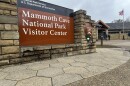 The welcome sign outside the Mammoth Cave National Park visitor center.