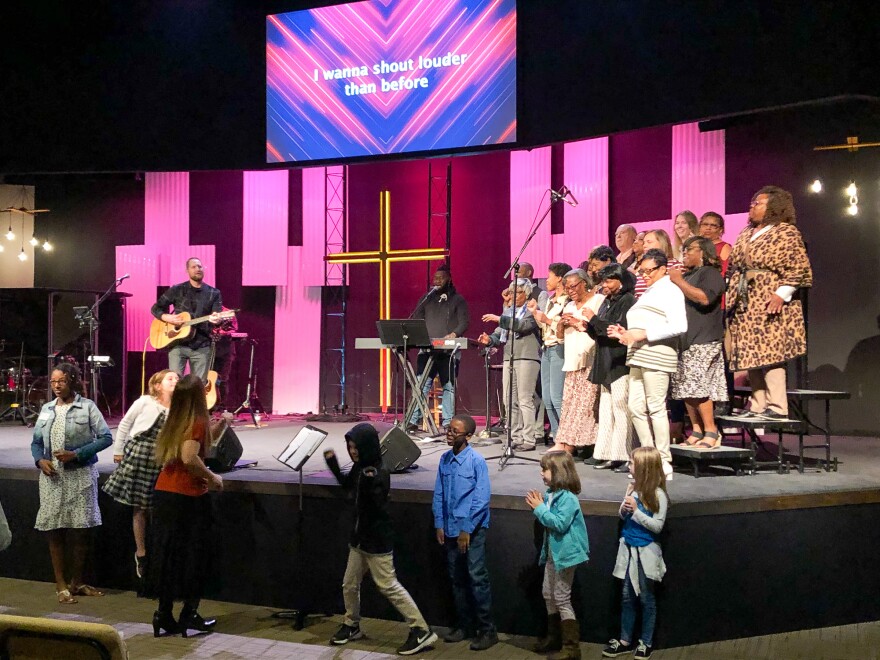 The choir at Meadowridge Baptist church in Fort Worth, Texas, performs at a worship service in October 2019.