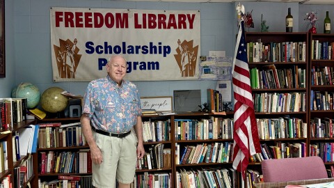 Howard Blitz, founder and director of the Freedom Library, is pictured at the library on July 1, 2026.