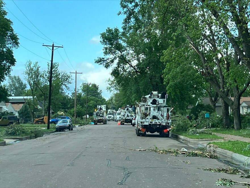 Xcel Energy crews working to quickly restore power in the Ironwood area Tuesday.